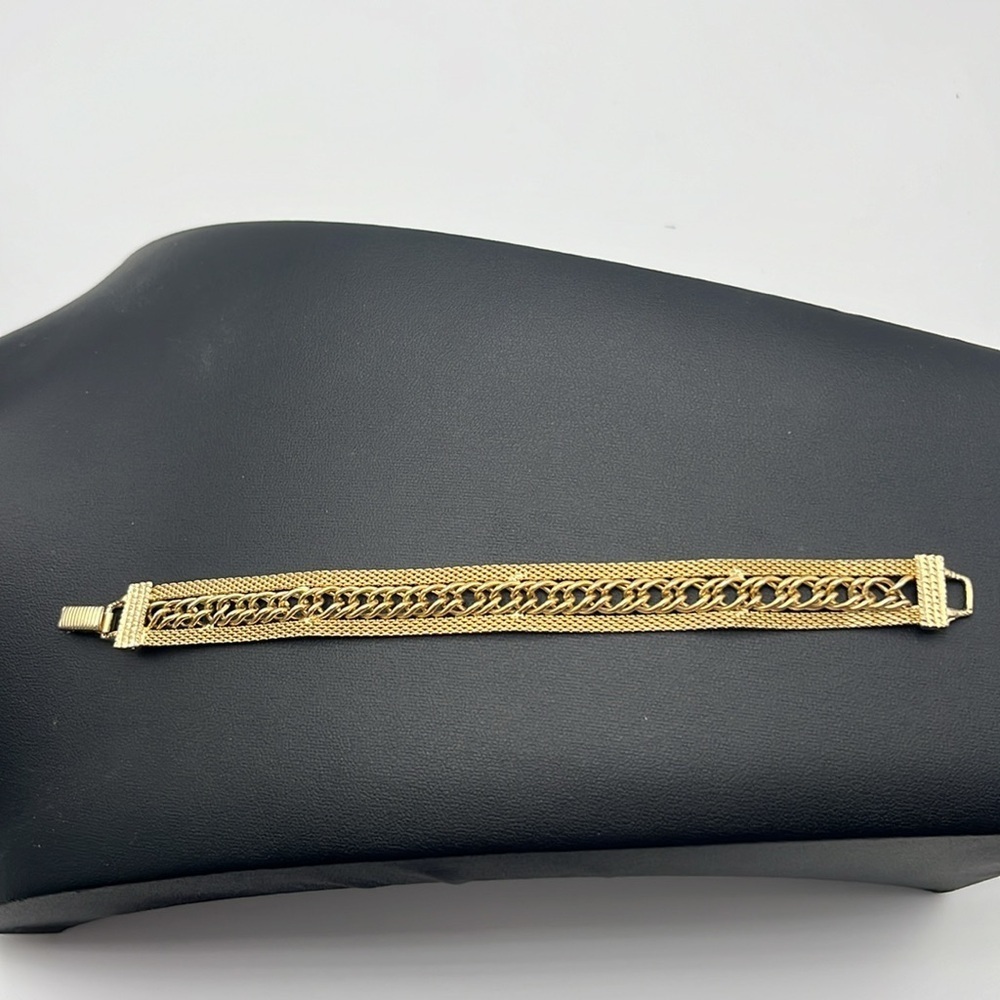 Vintage Pretty Gold Tone Mcm Bracelet Stamped Goldette Ny Mesh Chain Link 7 43$
